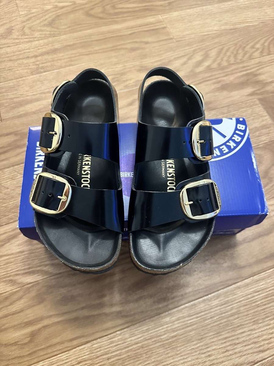 Birkenstock New Milano Big Buckle High-Shine Black Patent EU