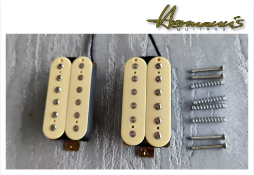 Vintage Alnico V Humbucker Pick Up Set, Cream, Handwound, Top Sound