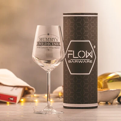 FLOW BARWARE Mummy's Medicine Wine Glass For Mum | Funny Novelty Birthday, Mothers Day Gift
