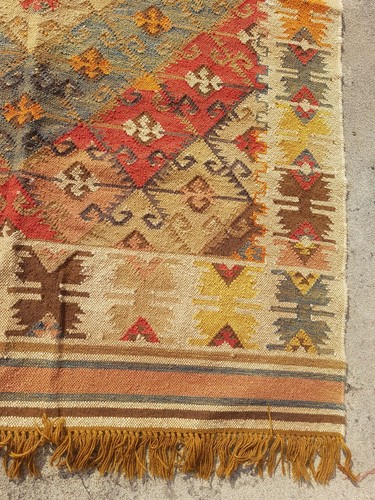 Distressed Vintage Handmade Traditional Yellow Kilim Floor Rug Carpet 264x161cm - Picture 2 of 12