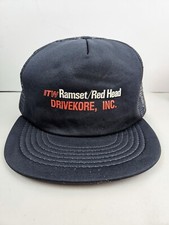 Vintage USA MADE ITW Drivekore Ramset Red Head Trucker Hat Snapback Dad Cap