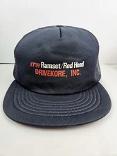 Vintage USA MADE ITW Drivekore Ramset Red Head Trucker Hat Snapback Dad Cap