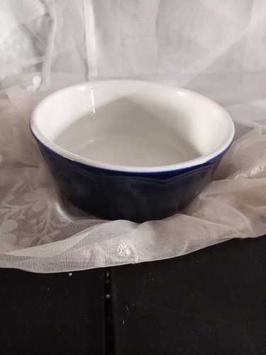 Vintage Hall Curtain Edge Cobalt Blue Ceramic Bowl - Picture 12 of 12