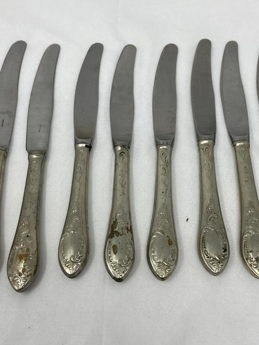 JUEGO DE 11 CUCHILLOS DE MESA VINTAGE AÑOS 60 URSR SOVIÉTICOS MELCHIOR CHAPADOS EN PLATA - Imagen 5 de 5