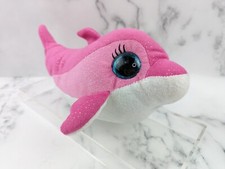 TY Beanie Boo's "Surf" Plush Pink Dolphin Glitter Eye 12 Inch Stuffed Kids Toy