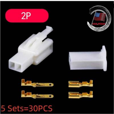 2P Automotive Electrical Wire Connector Male Female Cable Terminals 2.8mm 5 Sets