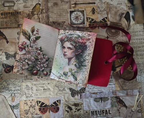 HANDMADE FOREST WOOD NYMPH WITCH Junk Journal Grimoire Tome Cosplay Diary codex - Picture 3 of 12
