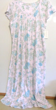 NWT MISS ELAINE LONG NIGHTGOWN-SS-SZ 1X-PINK/BLUE/WHITE- 78-SOFT COTTON BLEND