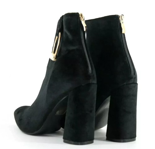Public Desire Womens UK 5 EU 38 Black Velvet High Block Heel Zip Up Ankle Boots - Picture 3 of 7