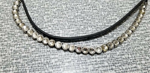 Vintage STRASS schmaler schwarzer Stretch GÜRTEL - Bild 4 von 8