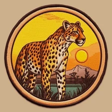 Cheetah Patch Iron-on Applique Wild Animal Badge Zoo Nature Wildlife Roaring