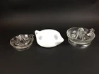 3 Vtg Glass Juice Reamers Lemon Citrus Clear Hazel Atlas & Milk Sunkist Juicer