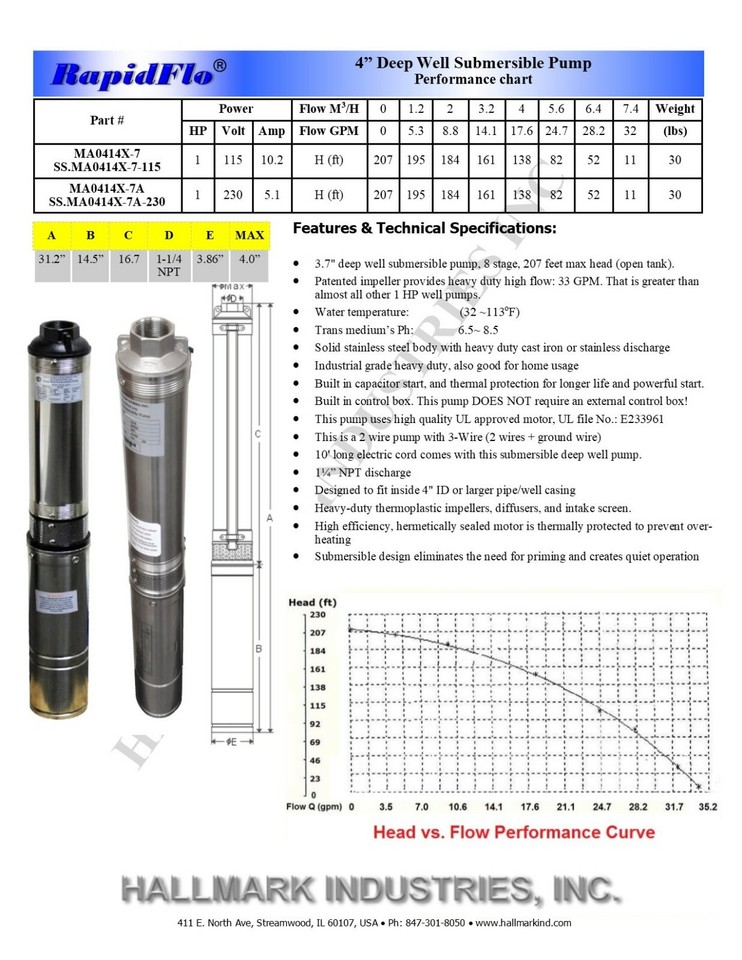 Elettropompa Sommergibile Per Drenaggio 1 HP 220V Monofase SERIE ENERGY Mg 6 Afpumps - Foto 14