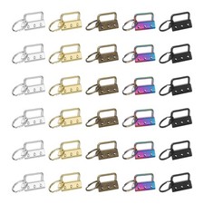 30 Pcs Key Fob Hardware 1.3in 32mm, Silver/Gold/Bronze/Colorful/Glossy Black