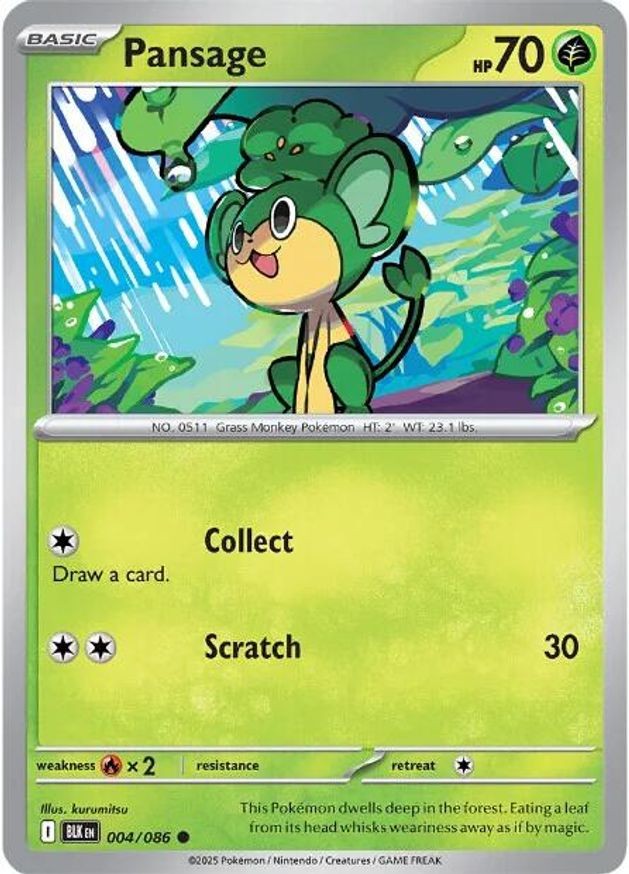 Pokemon Pansage (4/333) Black Bolt NM REVERSE HOLO