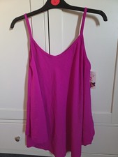 Dark Pink Long Line Camisole Top Asymmetric Hem  Pit2Pit 19 Size 14-16 New