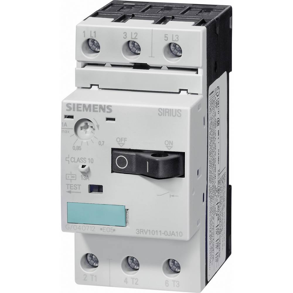 Disjoncteur Siemens 3RV1011-1FA10 3 NO plage de courant 3.6 - 5 A
