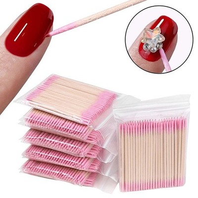 100 Stck. doppelseitige Wattestäbchen feine Spitze Nail Art Make-up Schönheit Werkzeuge