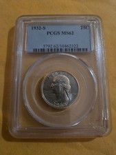 1932 S WASHINGTON QUARTER PCGS MS 62  KEY DATE