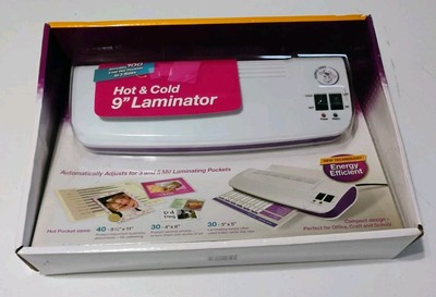 Purple Cows Hot & Cold 9'' Laminator and 100 assorted sleeves Sealed Box 3016C