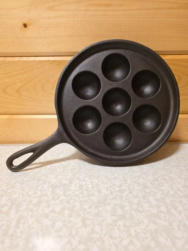 Vintage Lodge Cast Iron Aebleskiver Pan Cast Iron Cookware Made in USA 32D H