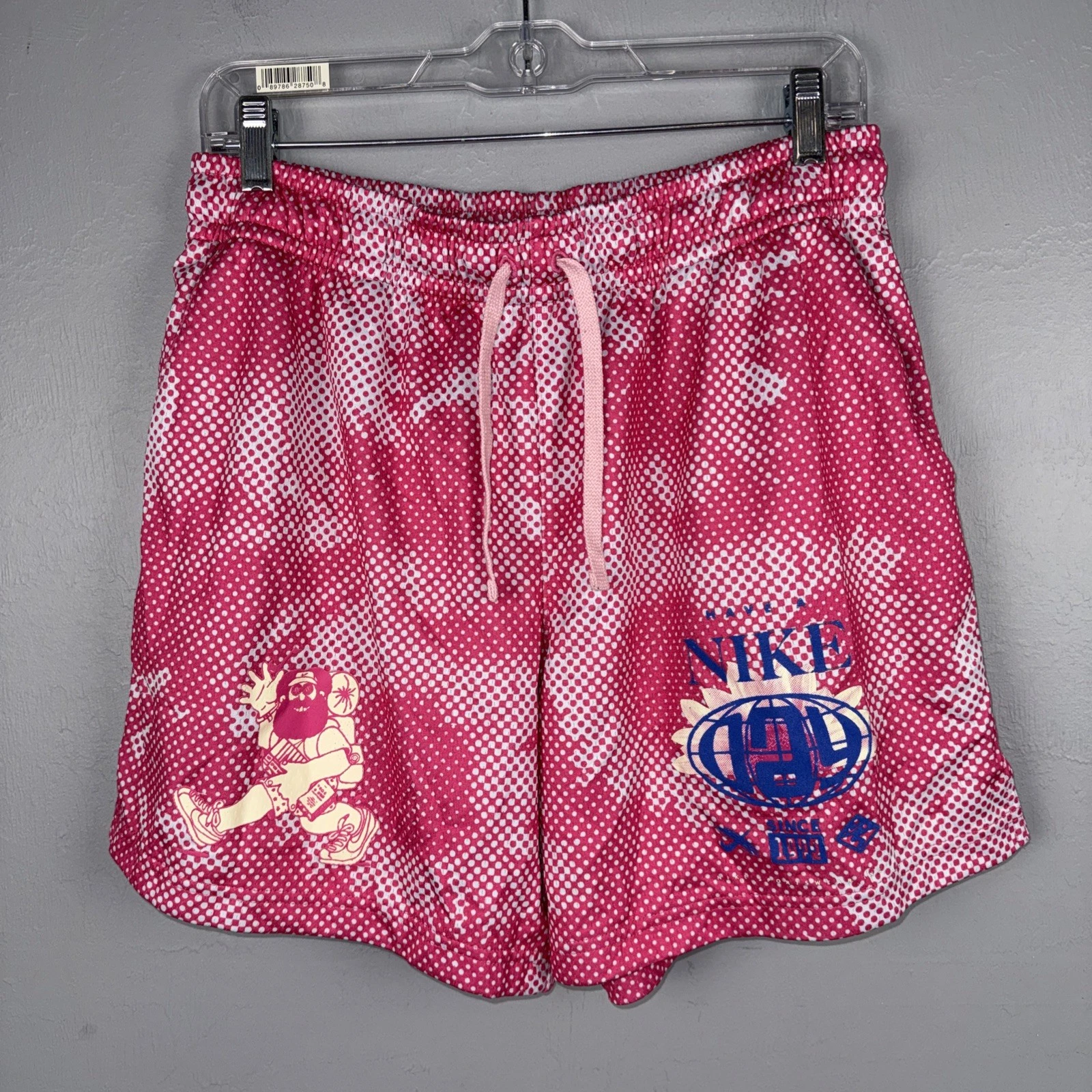 Nike Club Mesh Flow Shorts Men’s Medium Pink All Over Print Athletic Fit