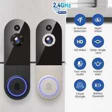 1080P Video Doorbell Camera, Intelligent Body Detection, Real-Time View, Two-Way
