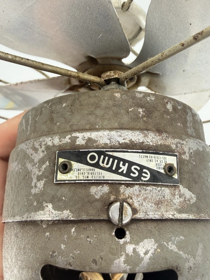 Vintage Eskimo Model 1100R Electric Adjustable Metal Desk Fan 1940s Works - Image 3 of 4