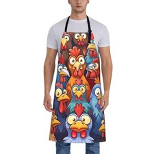 Funny Chicken Cartoon Apron for Men Women, Waterproof Kitchen Cooking Bib with