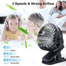 USB Rechargeable Mini Cooling Fan Clip On Desk Table Office Stroller Camping Gym