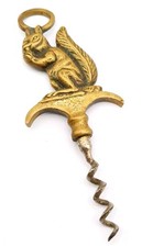 Victorian Squirrel Corkscrew C 1880s Brass Marked 18834  Antique Solid Cast