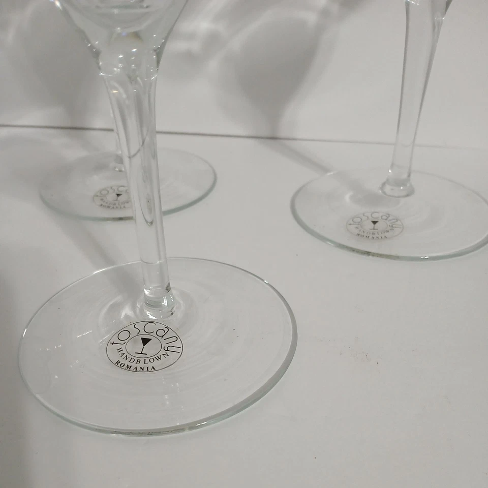 Toscana Cristal Soplado a Mano Vidrio Margarita Pie Transparente Juego de 6 RÁPIDO Envío Gratis Foto 4 de 4