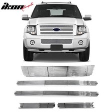 Fits 2007-2014 Ford Expedition Chrome Billet Style Front Upper Lower Grilles