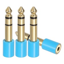 4Pcs TRS 6.35mm Male to 3.5mm Female Pure Copper Adapter Gold Plated, Blue