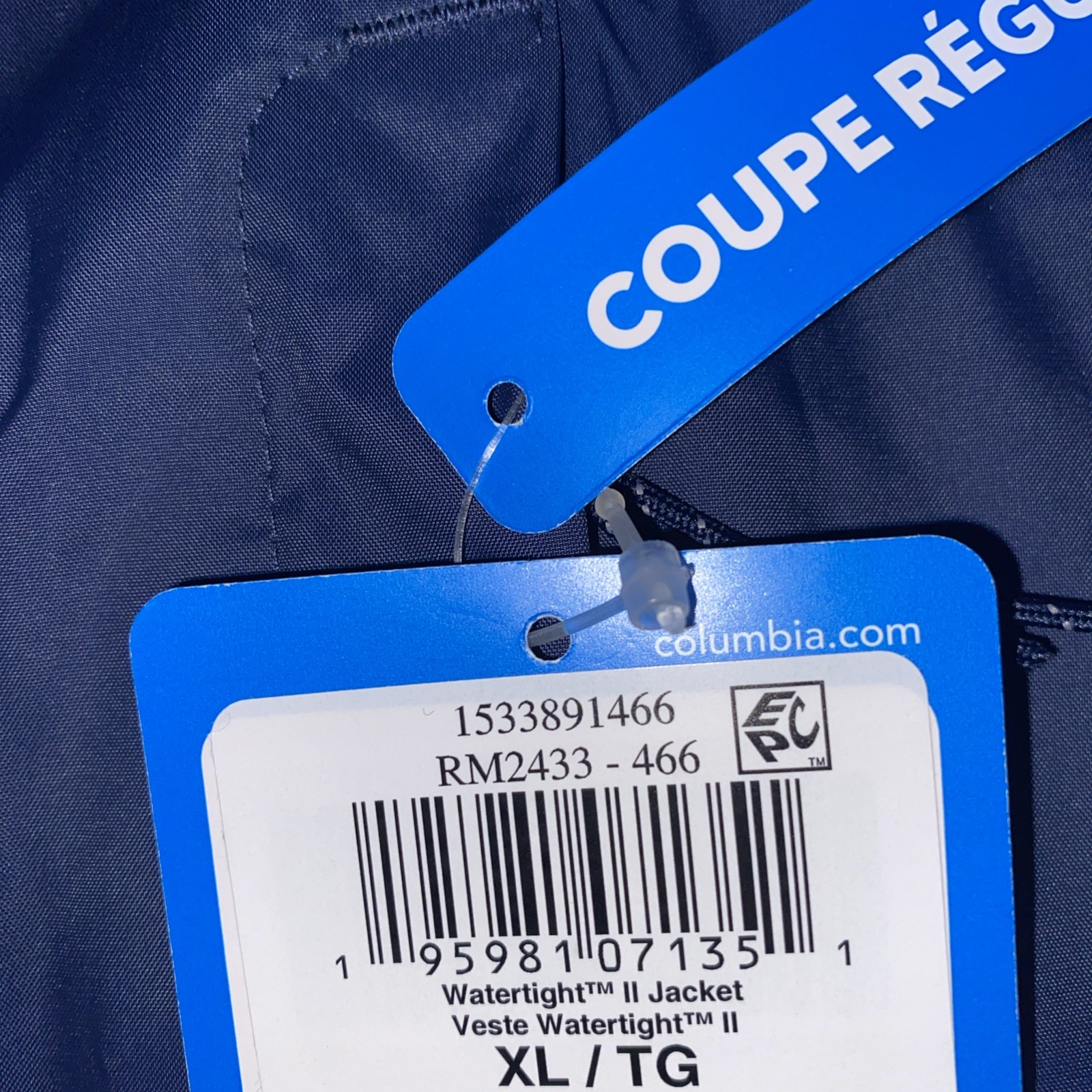 NWT Columbia Watertight II Rain Jacket, men’s XL, navy blue thumbnail 2