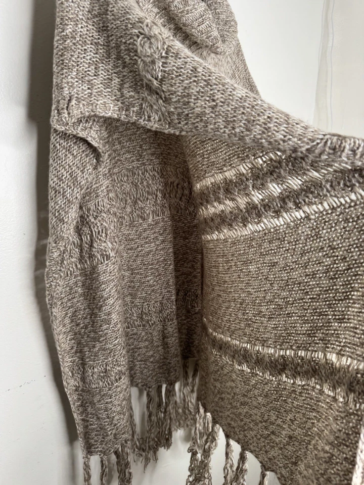 Bisagra Mujer Cuello Tortuga Flecos Abierto Talla Única Poncho Bosque Costal Boho Western Foto 4 de 4