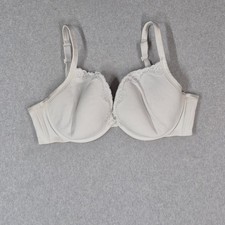 Cacique Women Bra 44D White T Shirt Underwired Lace Strap Adjustable READ