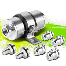 Silver 30 Micron Billet Anodized Reusable Inline Fuelpetrol Filterbracket Kit