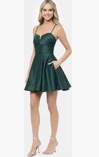 Blondie Nites Womens Satin Cocktail Prom Pocket Mini Dress Size 7 NWOT READ