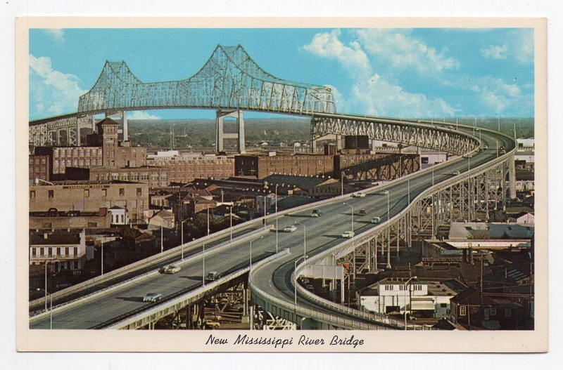 1960s? Chrome - CLOSEOUT - New Mississippi River Bridge - New Orleans, Louisiana