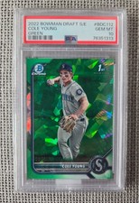 Cole Young 2022 1st Bowman Chrome Green Sapphire/50 #BDC112 - PSA 10 Gem Mint