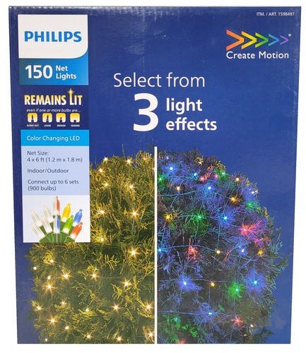 Philips 150ct 4 piedi x 6 piedi luci di rete incandescenti che cambiano colore LED - Foto 3 di 4