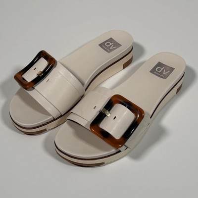 DV Dolce Vita Cream Platform Slide Sandal Tortoise Buckle Old Money Minimalist 9