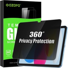 360  Privacy Screen Protector for iPad A16 11th/10th Gen - Tempered Glass, Anti-