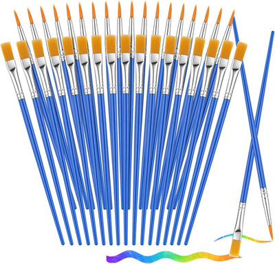 Small Paint Brushes Bulk, 88 Pcs Nylon Hair Brushes, Flat Tip round Acrylic Pain