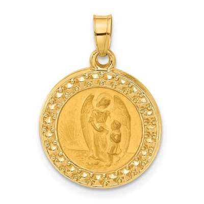 14K Hohl Unser Schutzengel Medaille Armband Halskette