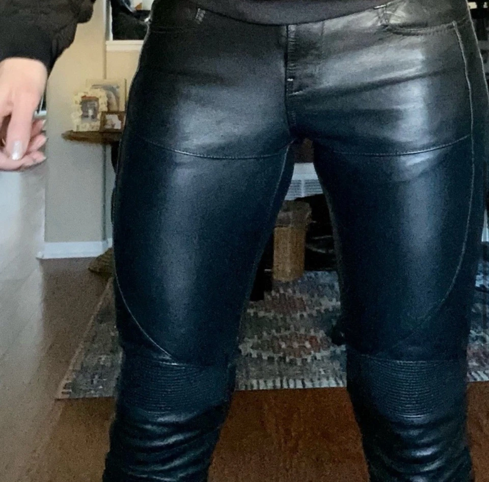 Pantalones de motociclista de cuero italiano negro ALLSAINTS Mauricio W29 HALLAZGO RARO Foto 4 de 4