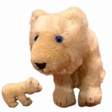 Vintage Steiff Polar Bear Blue Eyes Mohair Standing On All Fours