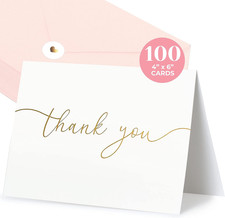 100 Heavyweight Blank Thank You Cards with Envelopes Stickers, Premium Thank Y