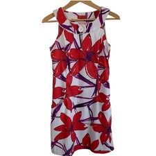 Red Floral Halter Shift Sheath Dress Sz 4 Wedding Summer Resort Party Stretch